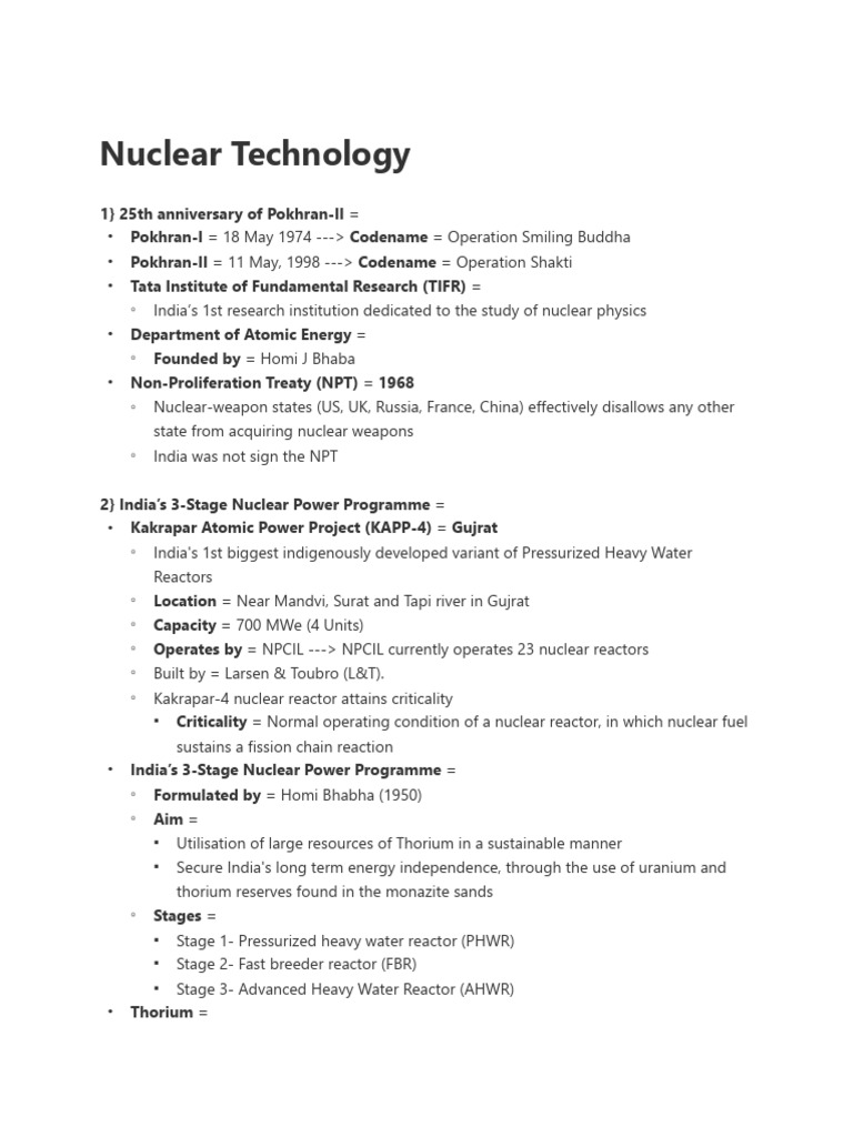 India's Nuclear Technology Overview | PDF | Nuclear Fission | Nuclear Power