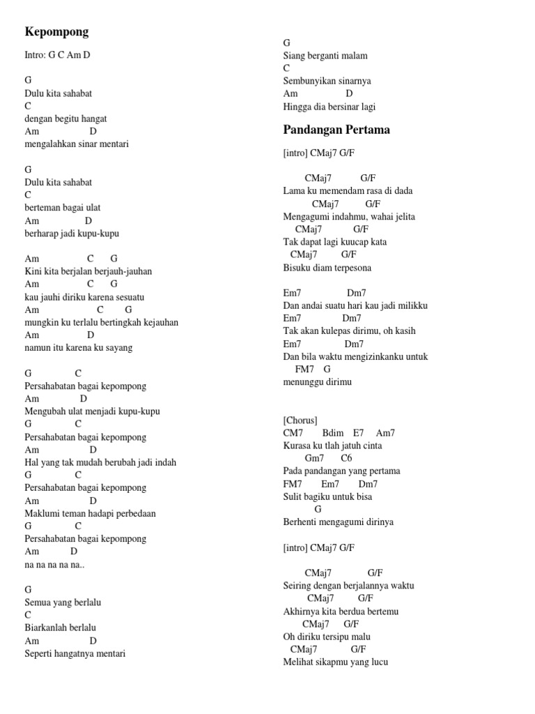 Kepompong Lagu Bentuk Musik