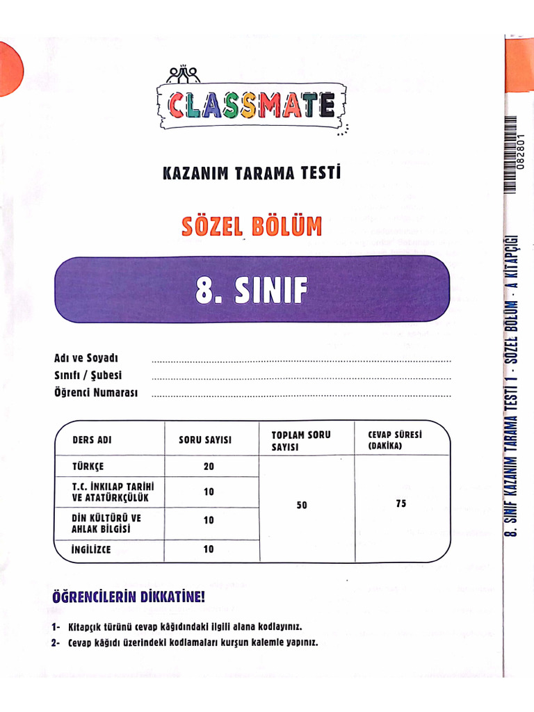 8 Sinif Clasmate-1 | PDF