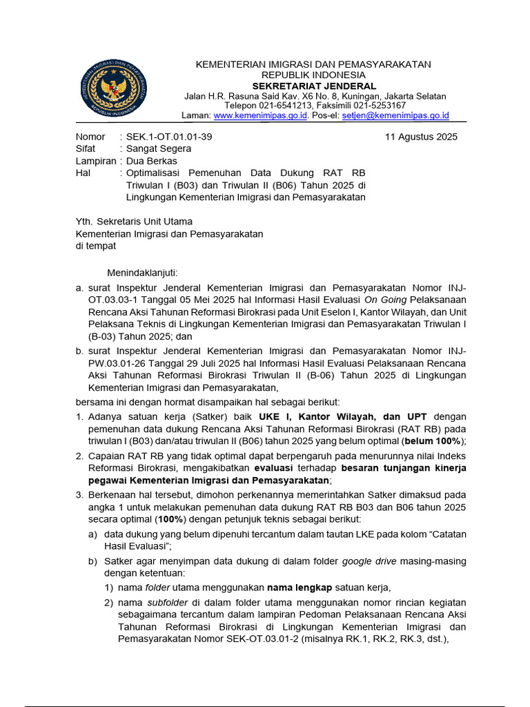 Optimalisasi Data Dukung RAT RB 2025 | PDF