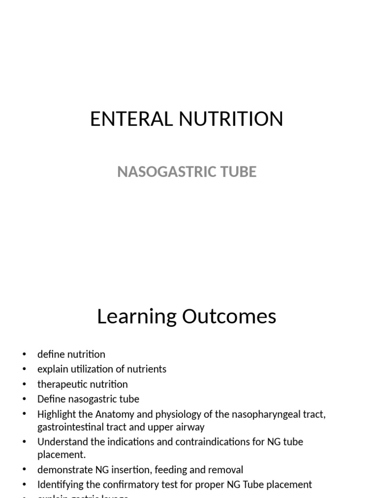 Enteral Nutrition and NG Tube Guide | PDF | Dietary Fiber | Diet ...