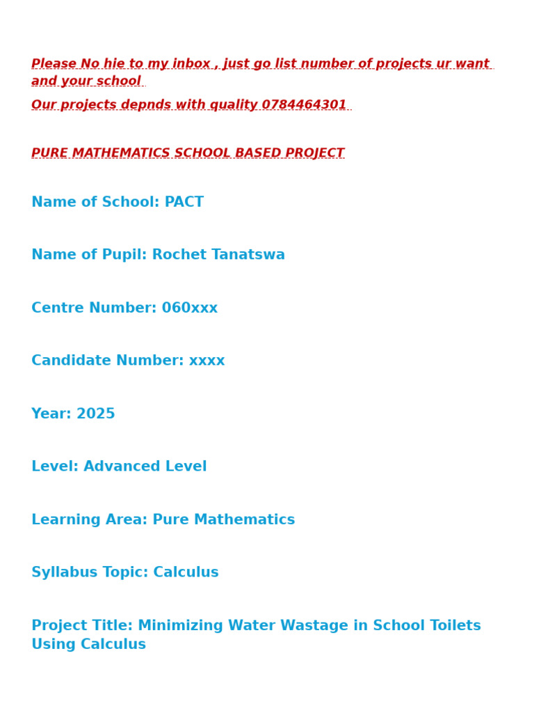 Pure Mathematics Project Quality Is What Matters | PDF | Toilet ...