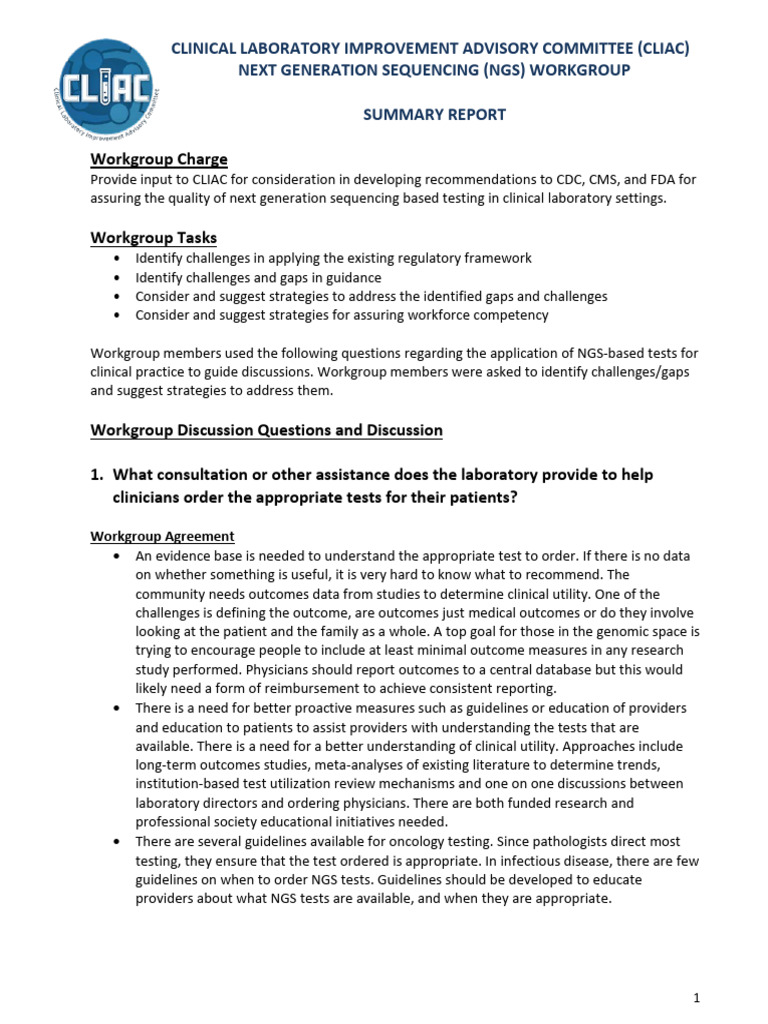 NGS Testing Quality Recommendations Report | PDF | Bioinformatics | Dna ...
