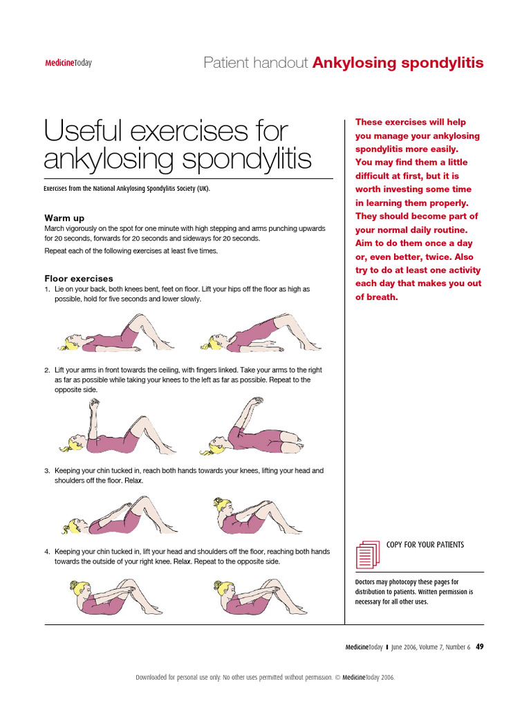 Ankylosing Spondylitis Patient Handout June 2006 | PDF | Chair
