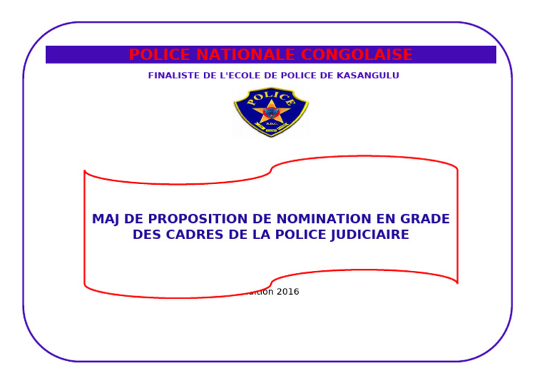 Nomination en grade police RDC 2016 | PDF