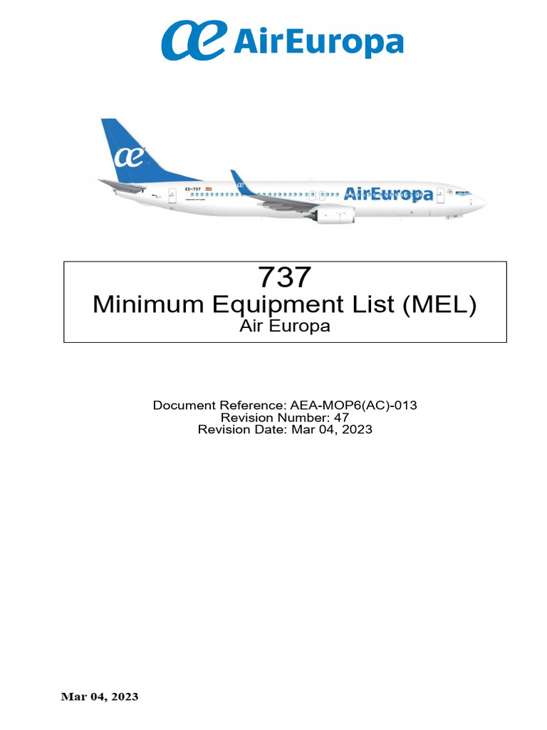 Air Europa Boeing 737 MEL Guide | PDF | Aviation | Aircraft