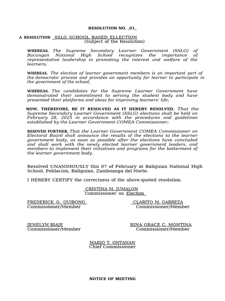 SSLG Election Resolution 2025 | PDF | Monitoring And Evaluation