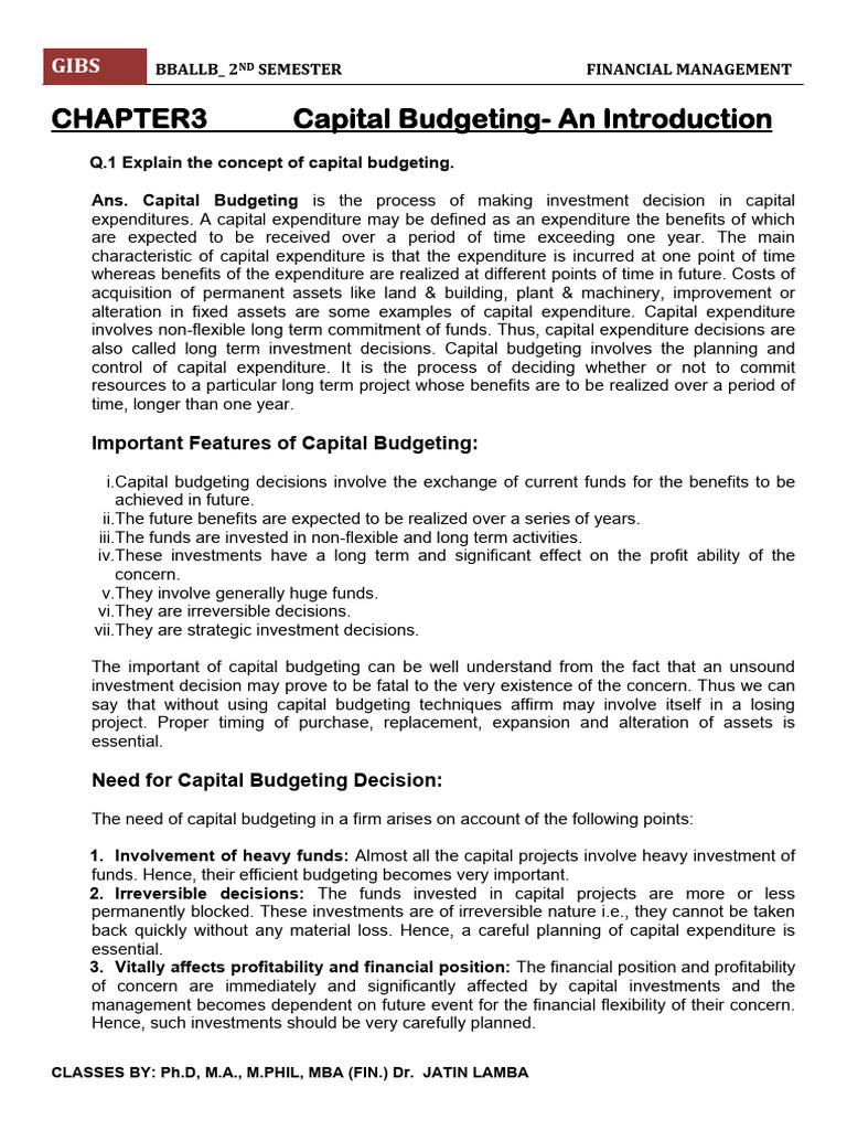 Capital Budgeting Essentials | PDF | Depreciation | Capital Budgeting