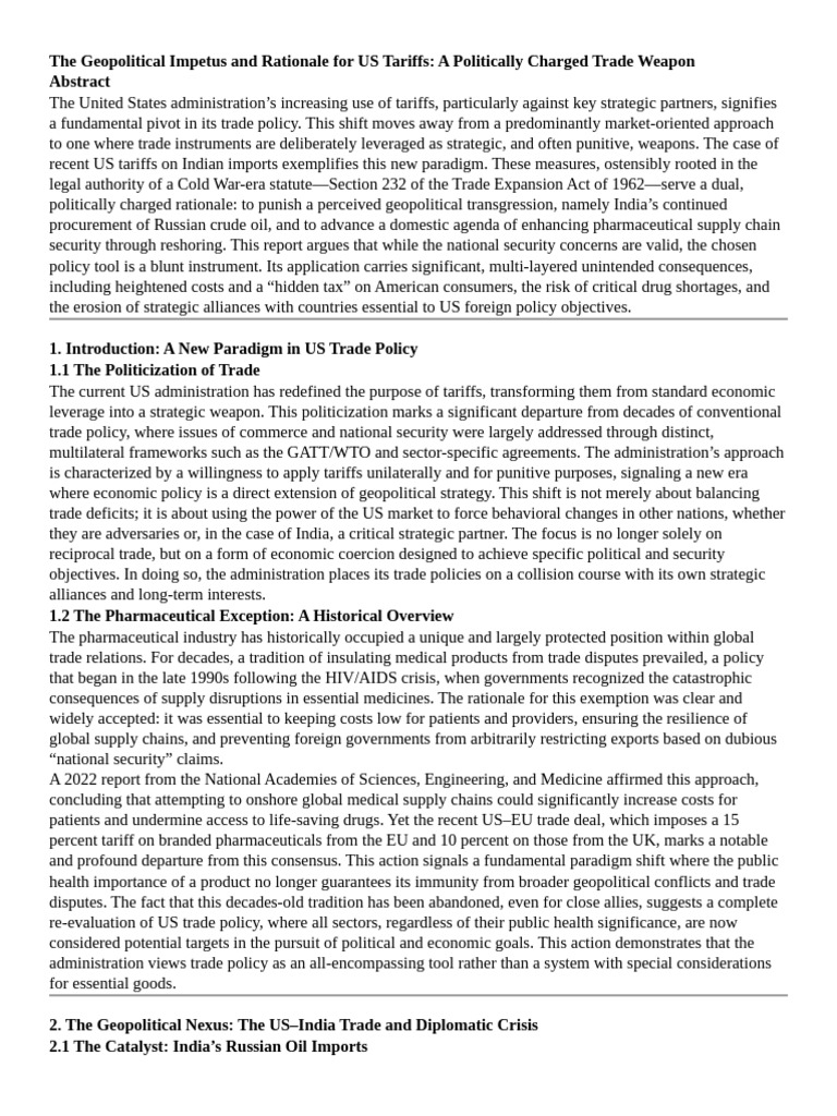 US Tariffs: Geopolitical Strategy Unveiled | PDF | Tariff | Supply Chain