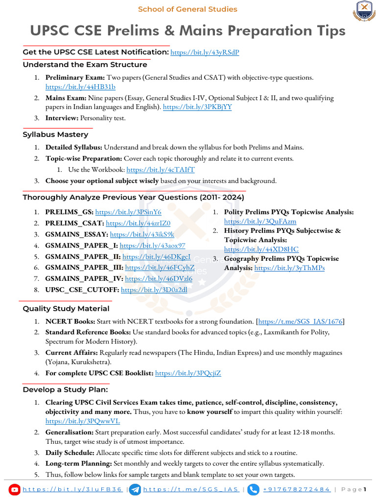 UPSC CSE Preparation Tips Guide | PDF
