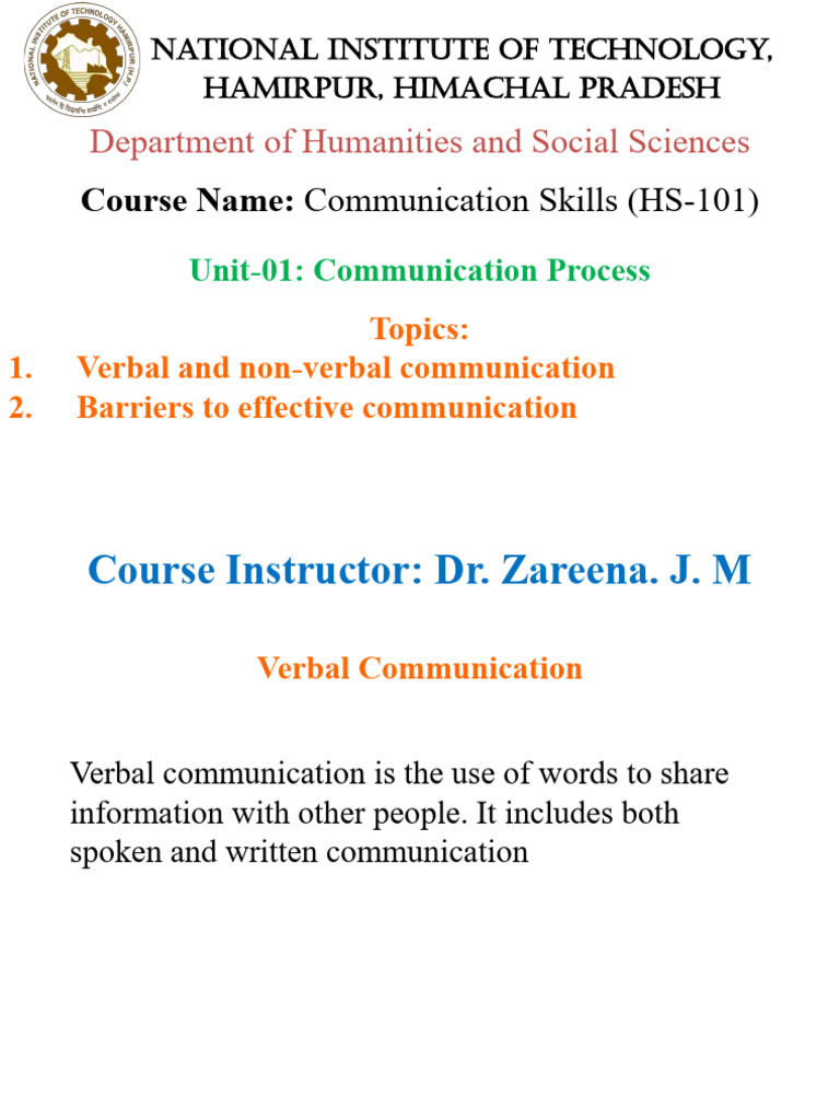 Communication Skills: Verbal & Non-Verbal | PDF