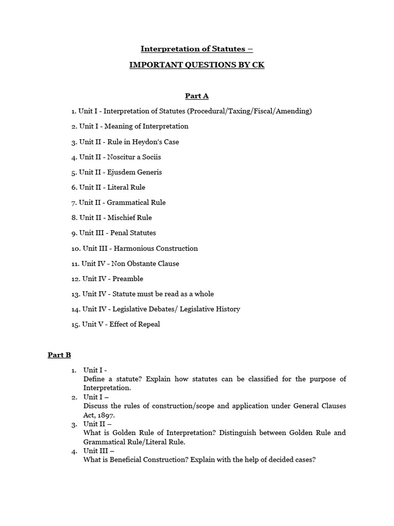 Key Questions in Statutory Interpretation | PDF