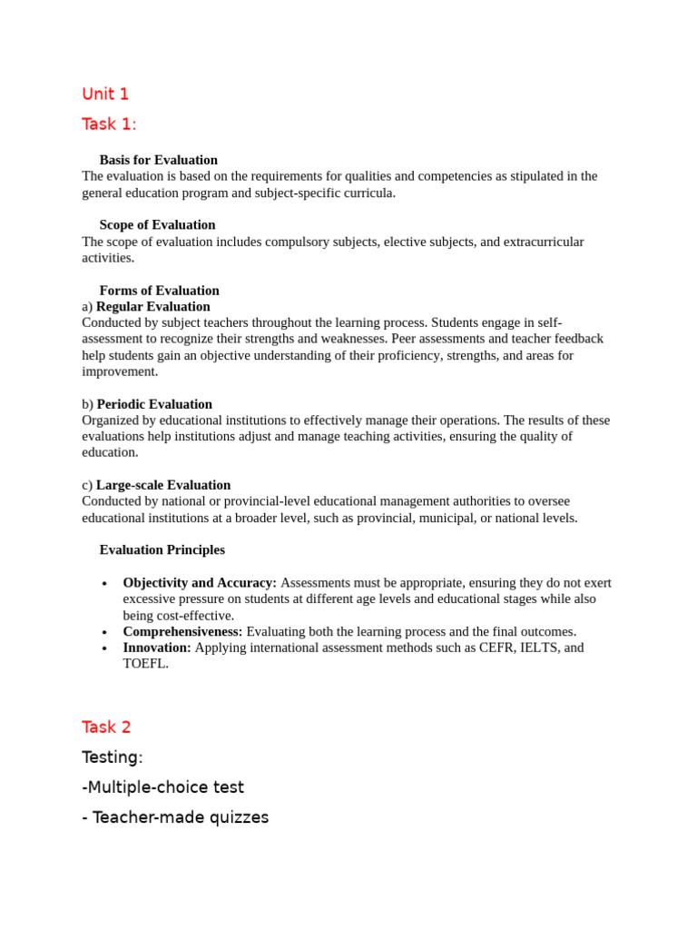 Evaluation Methods in Education Assessment | PDF | Educational ...