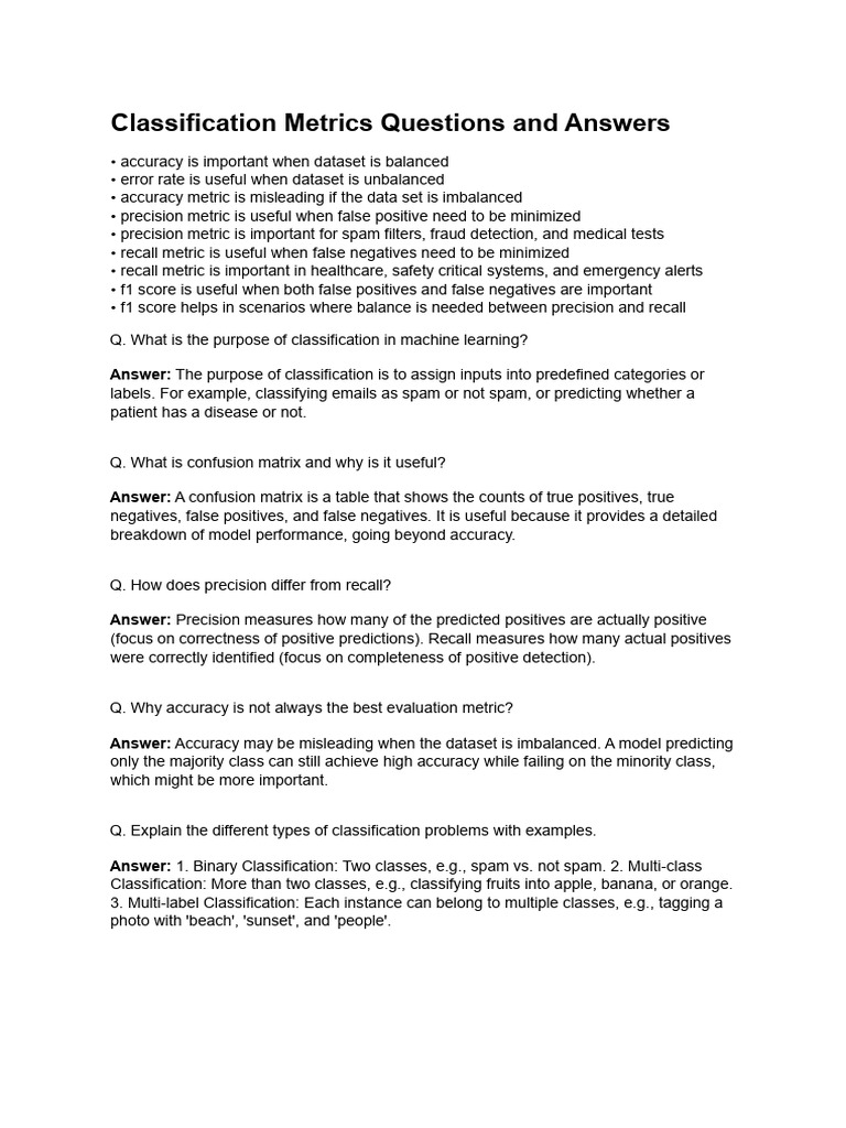 Classification Metrics Explained | PDF | Accuracy And Precision ...