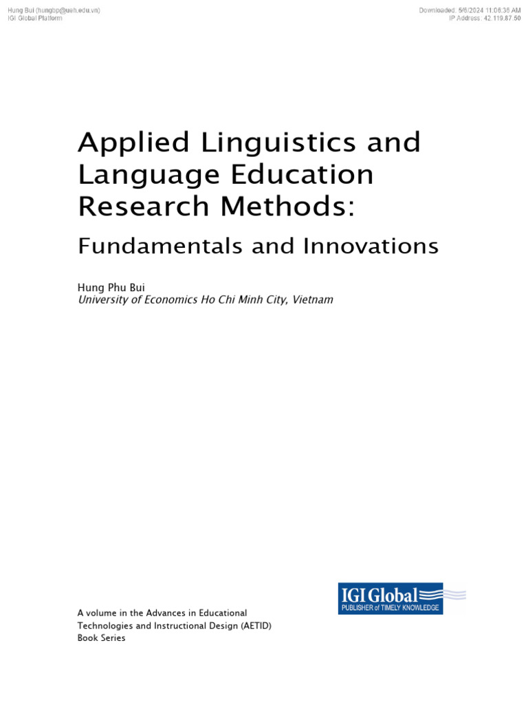 Research Methods in Language Education | PDF | Sampling (Statistics ...