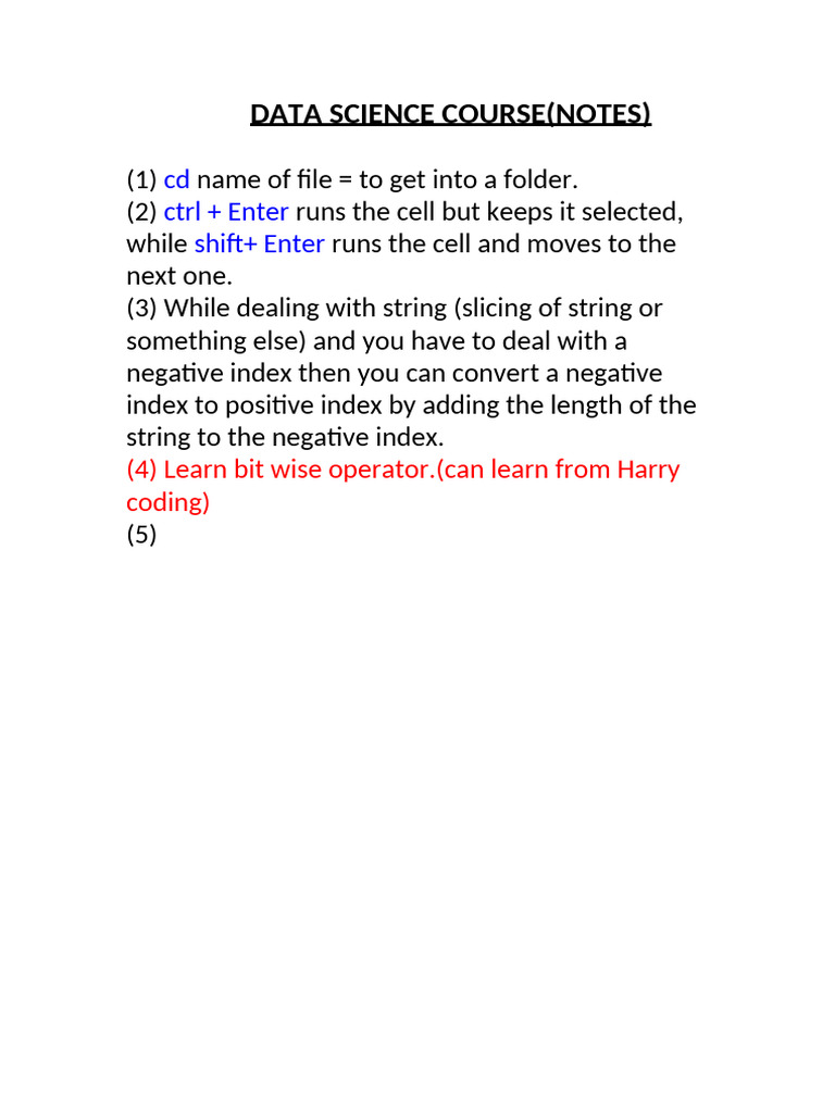 Data Science Course Notes Summary | PDF