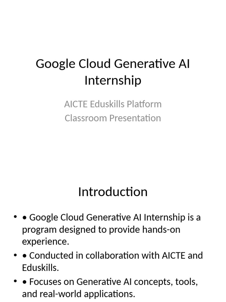 Google Cloud Generative AI Internship | PDF