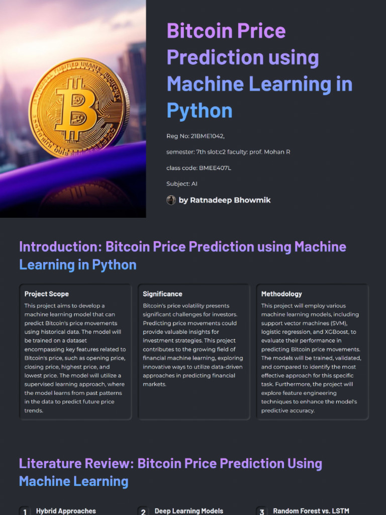 Bitcoin Price Prediction Using Machine Learning in Python | PDF