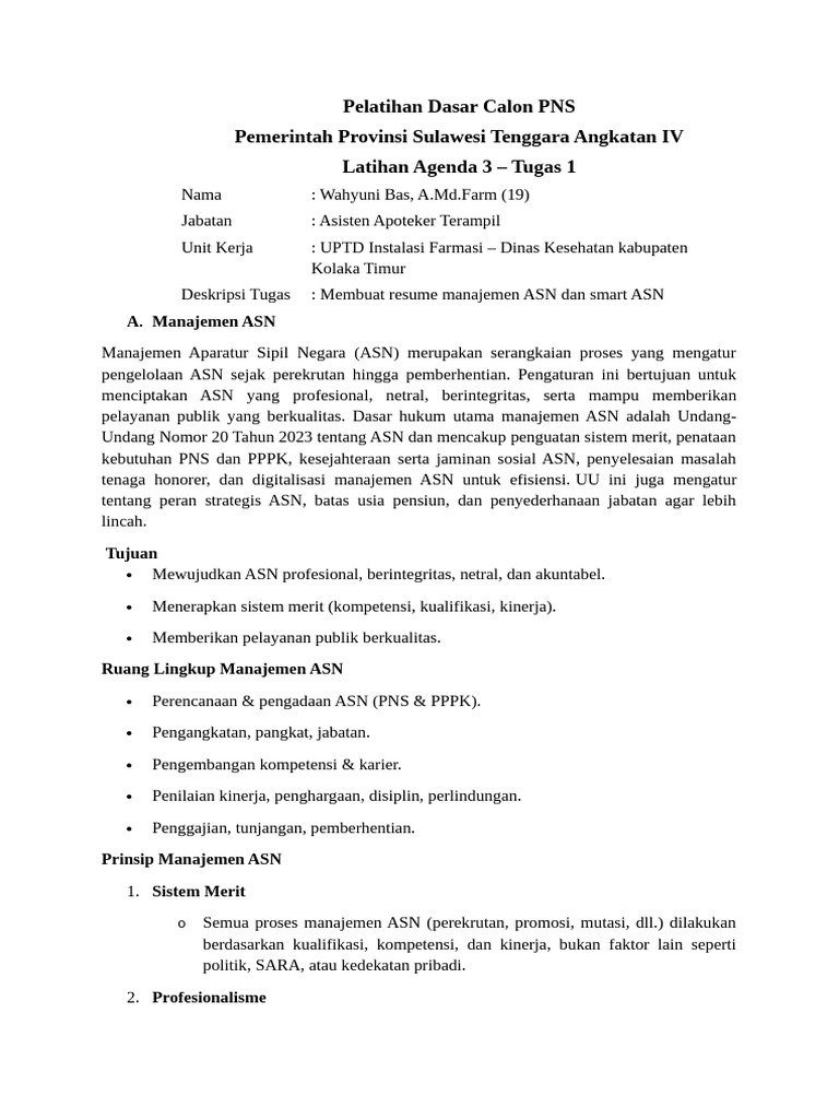 Tugas Manajemen dan Smart ASN | PDF