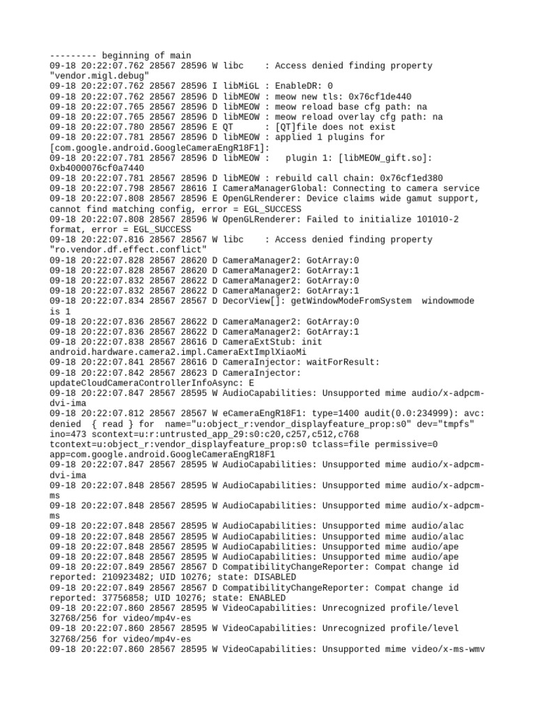 Camera Service Debug Log Analysis | PDF | Computing | Software