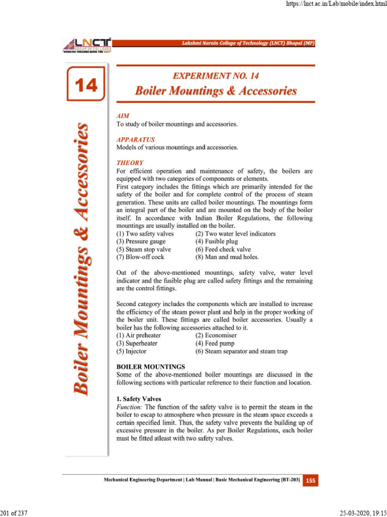 Experiment No 13 Boiler Mounting - Accessories | PDF