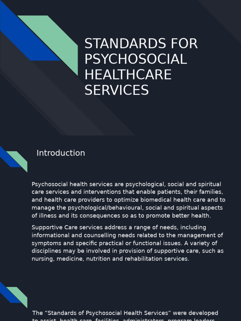 Standards for Psychosocial Healthcare Services | PDF | Health Care ...