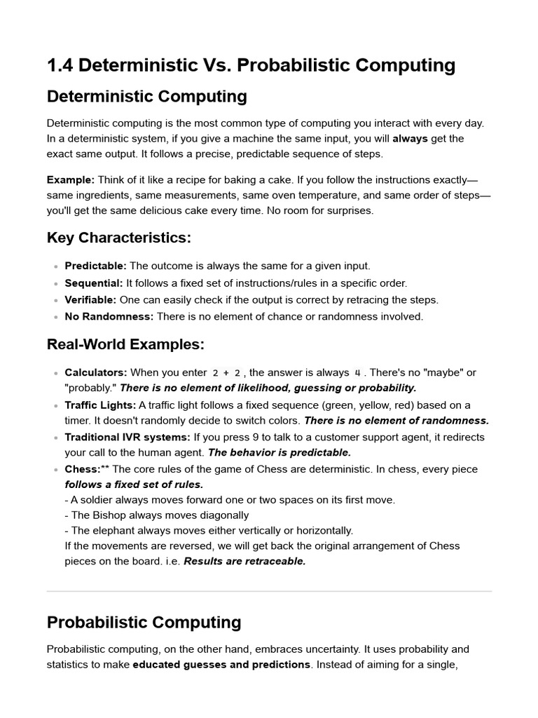 Deterministic vs. Probabilistic Computing | PDF | Probability | Randomness