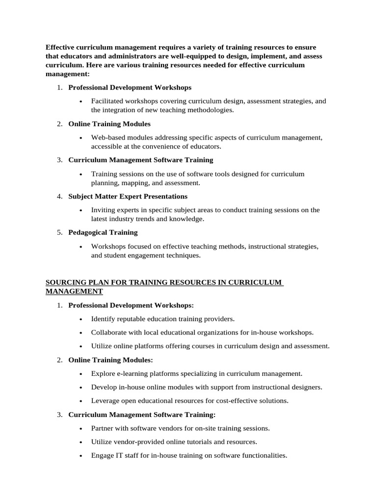 Essential Training for Curriculum Management | PDF | Teaching Method ...