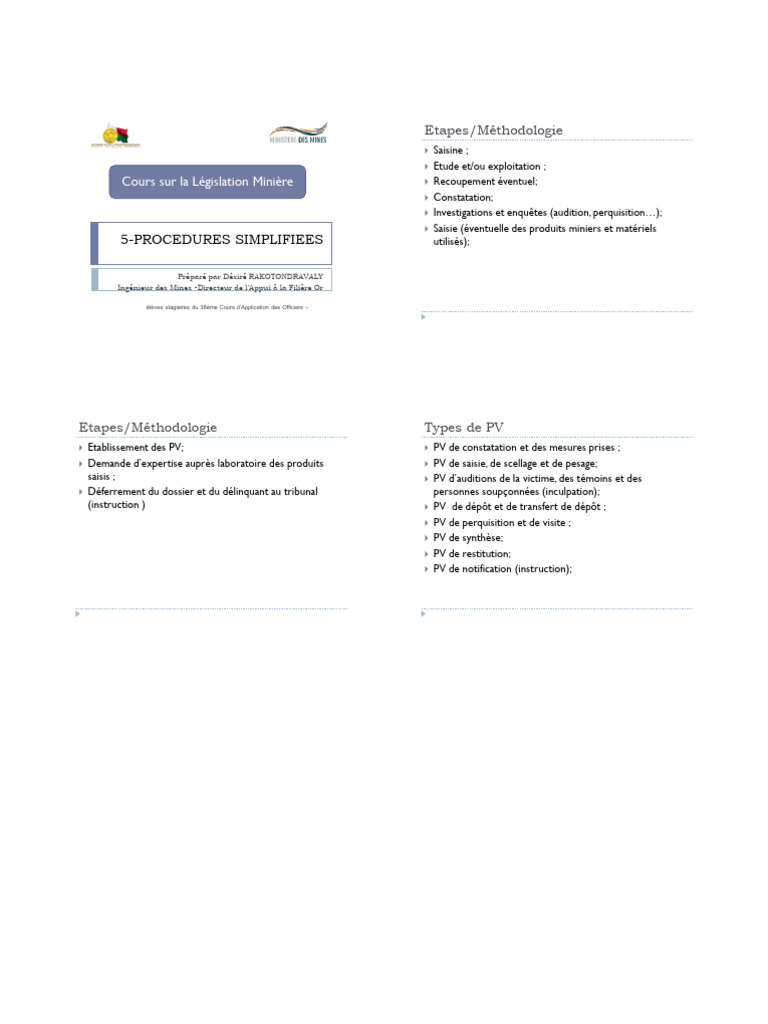 Procédures Simplifiées en Législation Minière | PDF
