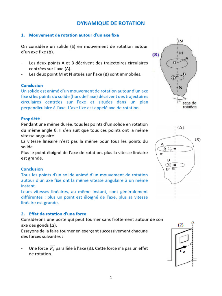 Dynamique de rotation et moments de force | PDF | Mouvement de rotation ...