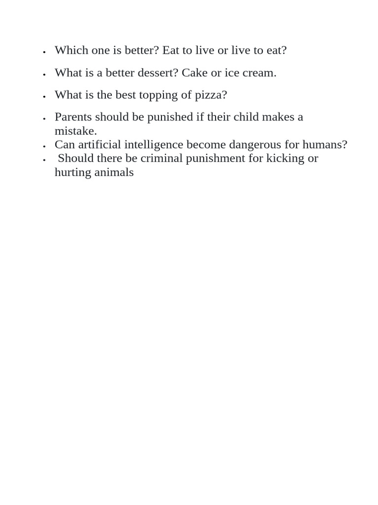 Debating Food, Parenting, and AI Ethics | PDF