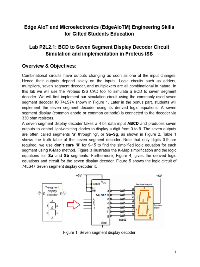BCD to Seven Segment Decoder Lab | PDF | Logic Gate | Digital Electronics