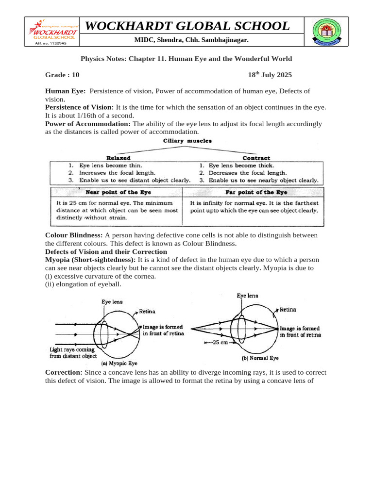 Human Eye Defects and Light Refraction | PDF | Sunset | Rainbow