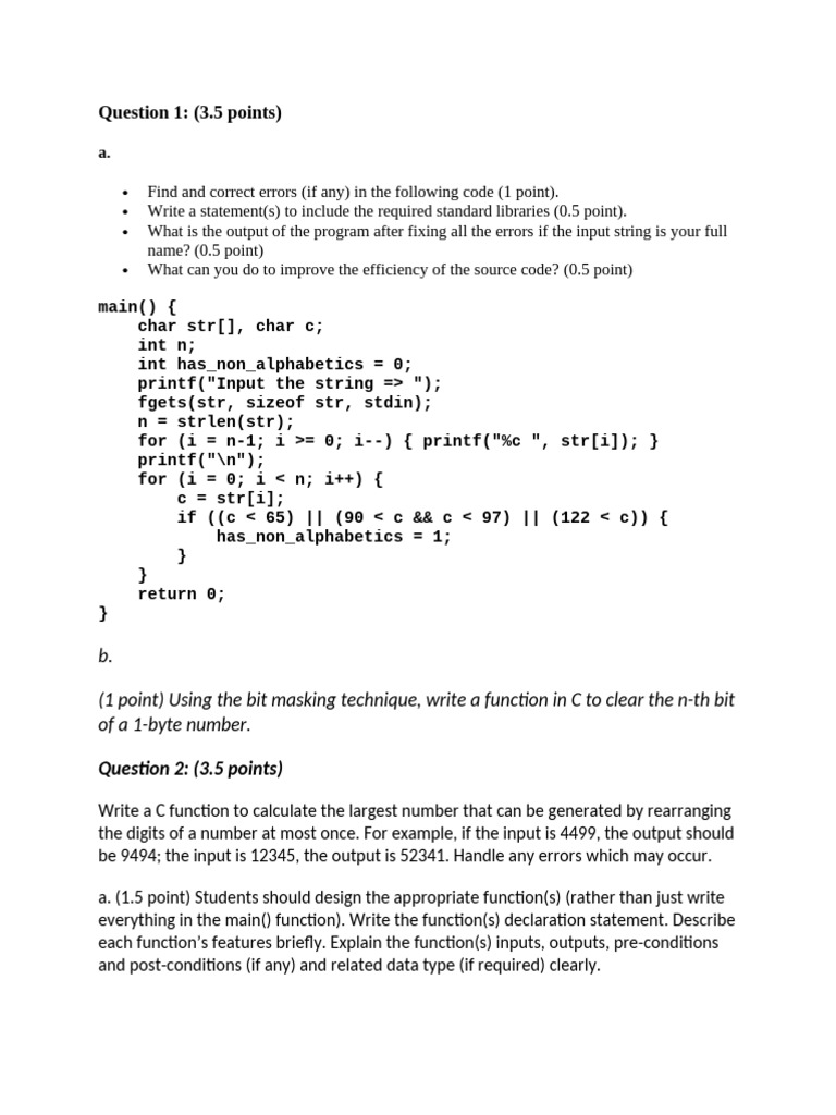 C Programming Error Correction and Functions | PDF | Algorithms ...