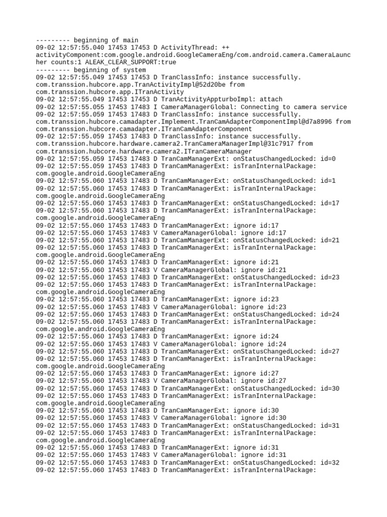Camera Service Connection Log | PDF | Java (Programming Language ...