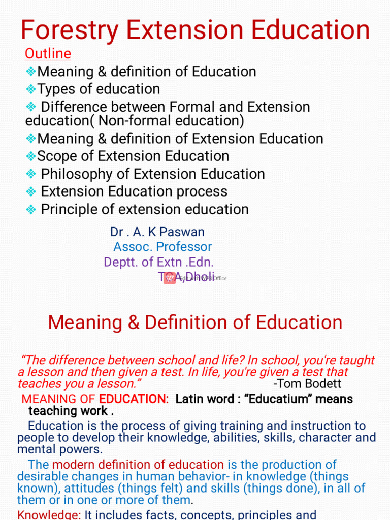 Formal vs. Extension Education in Forestry | PDF | Learning | Attitude ...