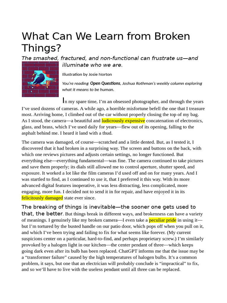What Can We Learn From Broken Things PDF Camera