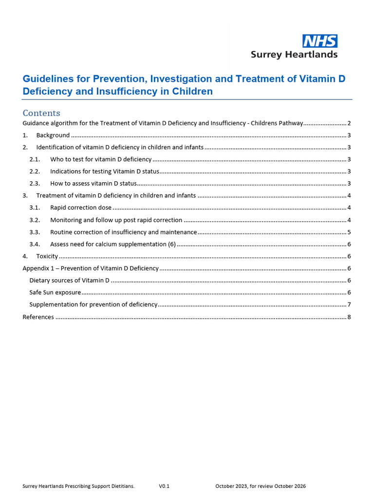 Vitamin D Deficiency Guidelines for Children | PDF | Vitamin D | Vitamin