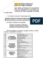 SUGESTÃO MATRIZ CURRICULAR Tempo Integral