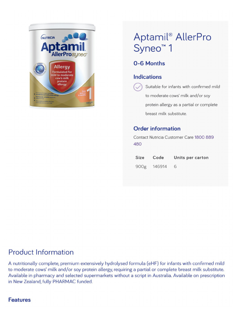 Allerpro Syneo Baby Formula Stage 1