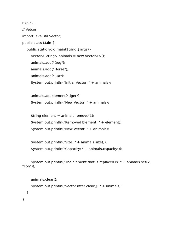 Java Vector and Array Examples | PDF