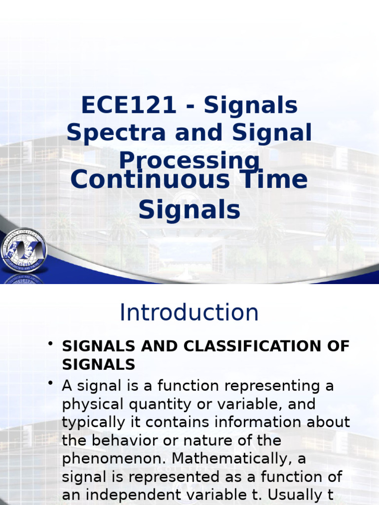 Signals and Signal Processing Overview | PDF | Discrete Time And ...