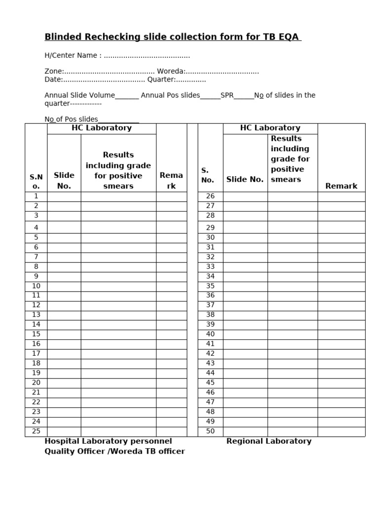 TB EQA Blinded Rechecking Form | PDF