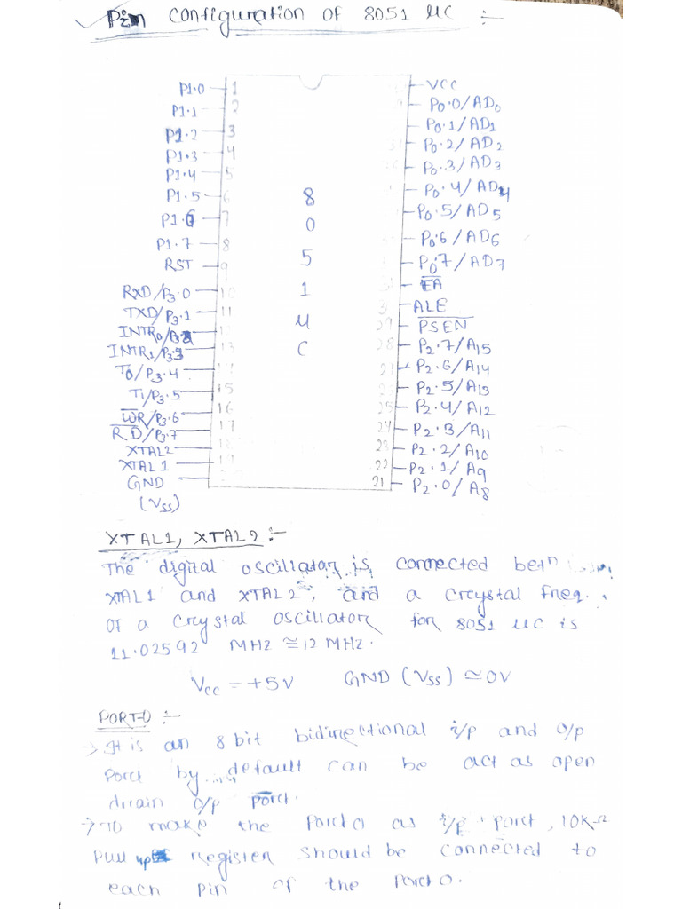 Pin Description of 8051 MC | PDF