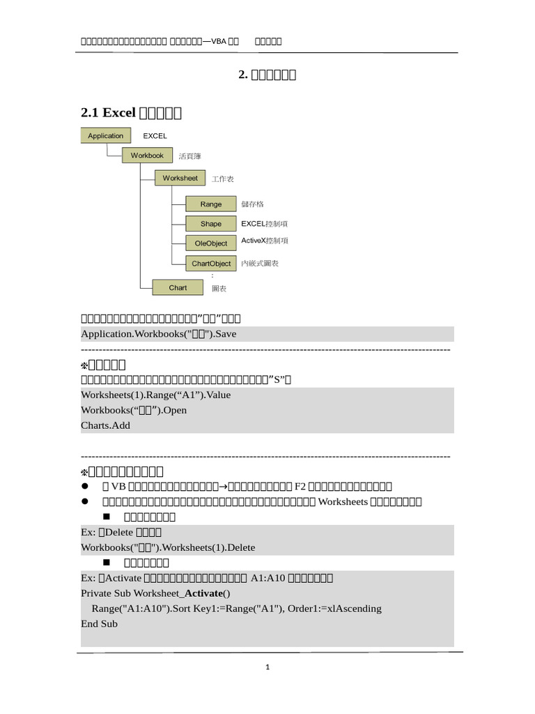 VBA2 如何使用物件 | PDF