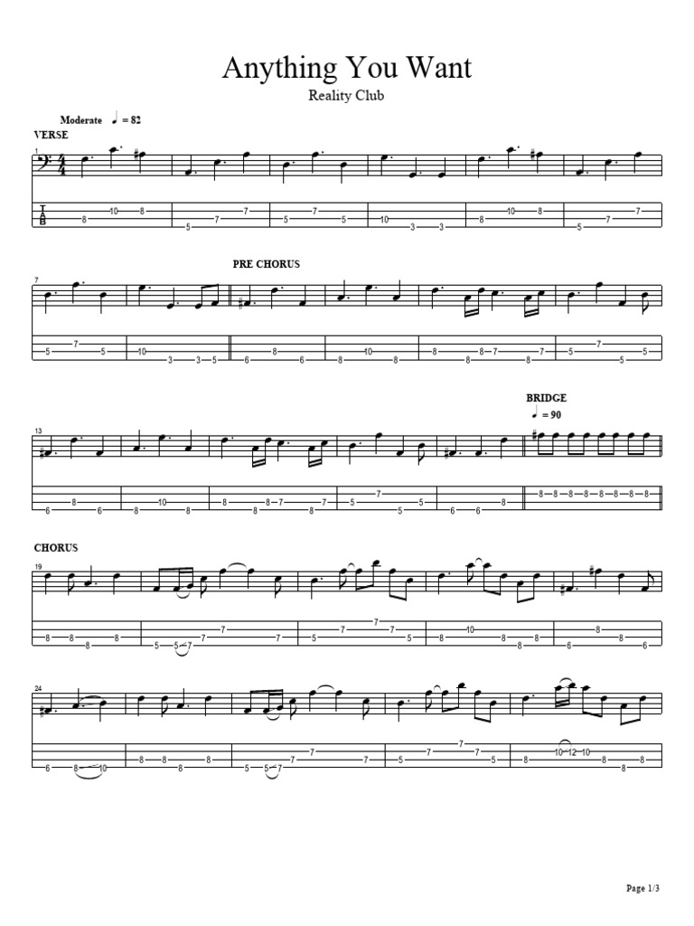 Anything You Want - Chords & Tabs | PDF | Songs | Musical Forms