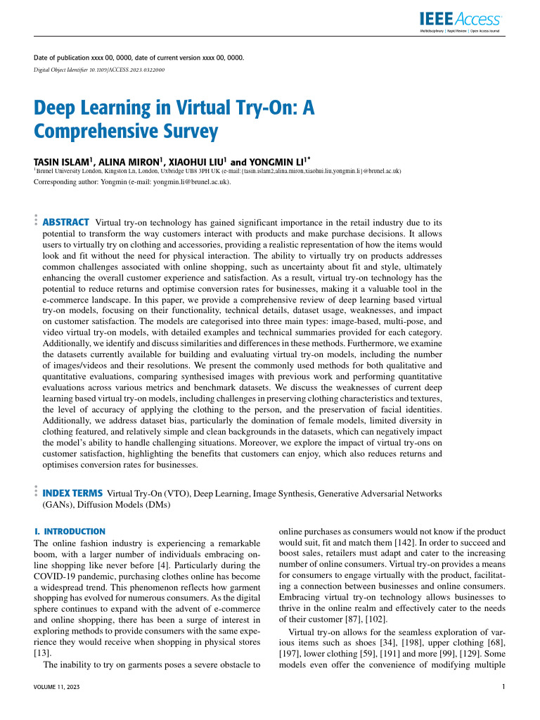 Deep Learning in Virtual Try-On A Comprehensive Su | PDF | Artificial ...