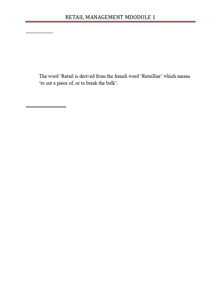 Retail MGT Module 1 | PDF | Retail | E Commerce