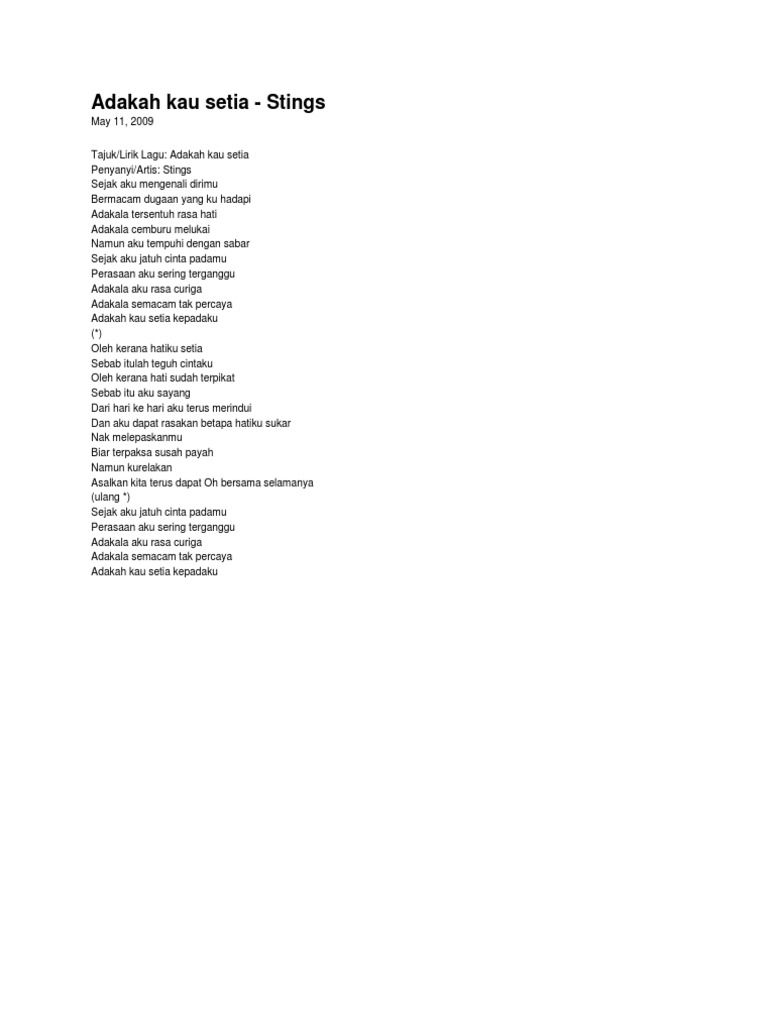 Adakah Kau Setia Pdf