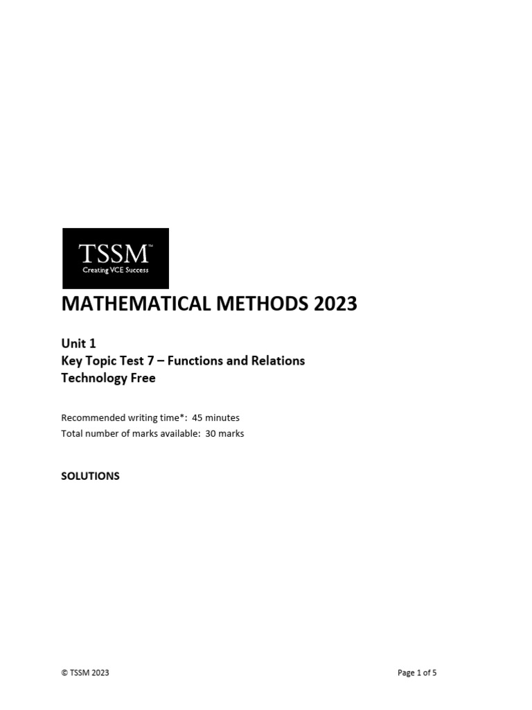 Maths Methods 2023 Unit 1 KTT 7 - Functions and Relations - TechFree ...